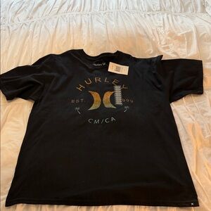 Hurley Black and Gold Logo Men's Tee